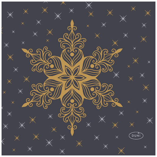 DUNI Black Snowstars Cocktail Napkins 24x24cm – product photo