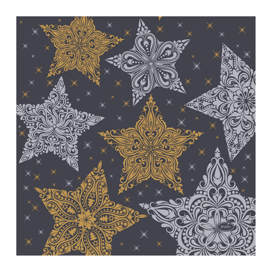DUNI Napkin Snow Stars Black 33x33cm 20pcs – product photo