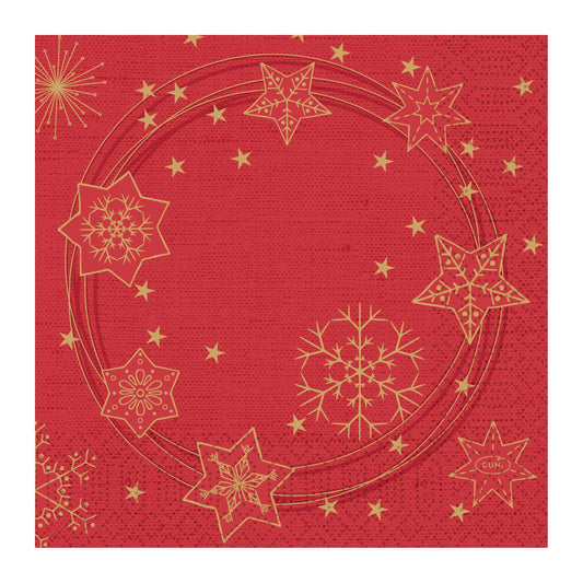 DUNI Napkin Star Shine Red 33x33cm 3-ply – product photo