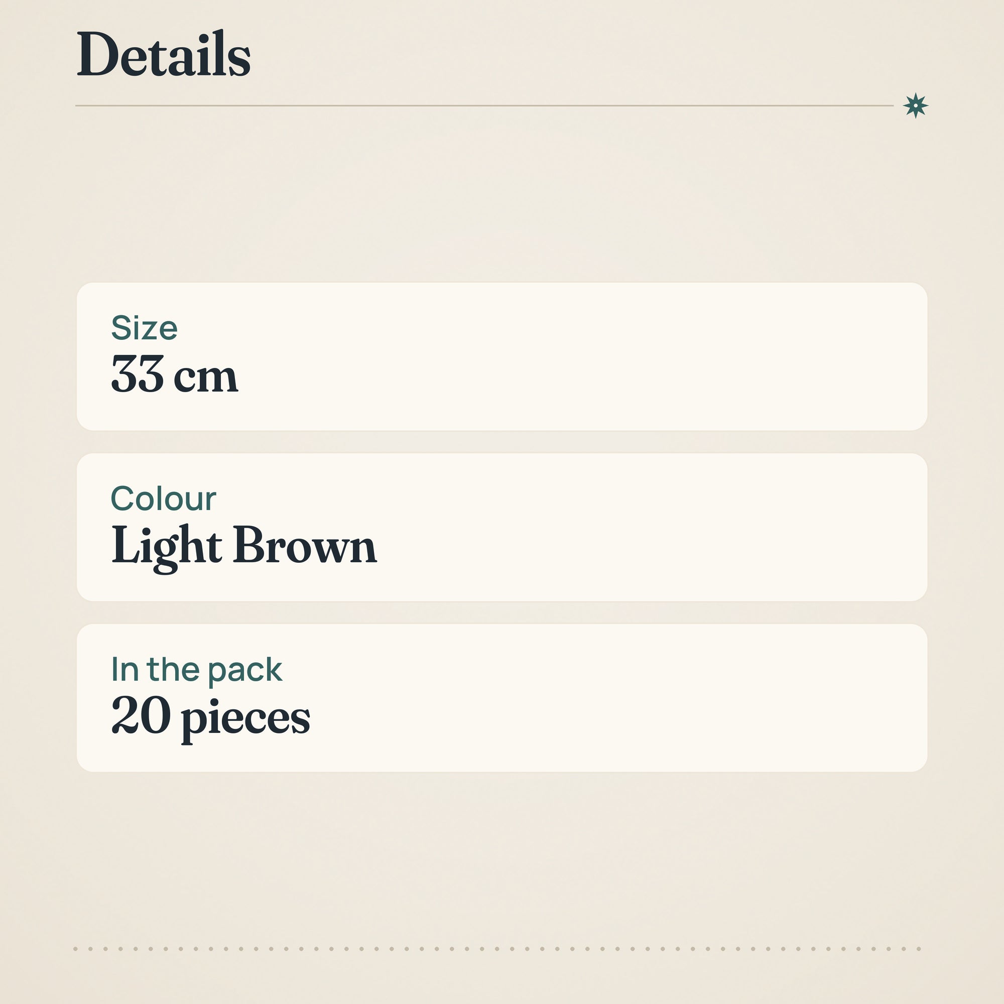 Pentik 33cm Lichen Light Brown Napkins – product details