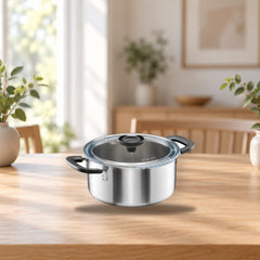 Fiskars Functional Form 3.0L Saucepan for Everyday Cooking – product photo on a table