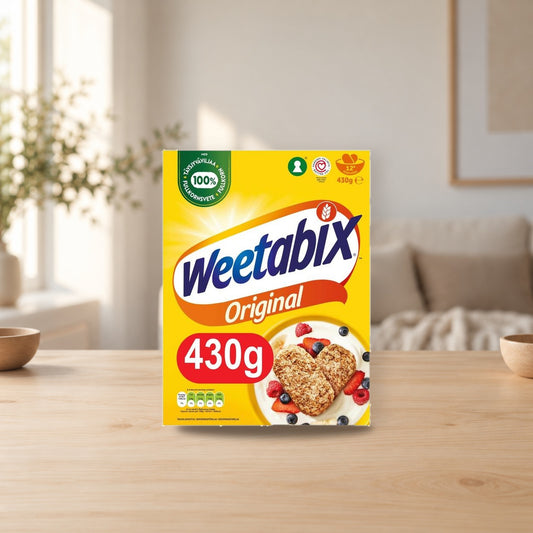 Weetabix Whole Grain Wheat Biscuits 430g – product photo on a table