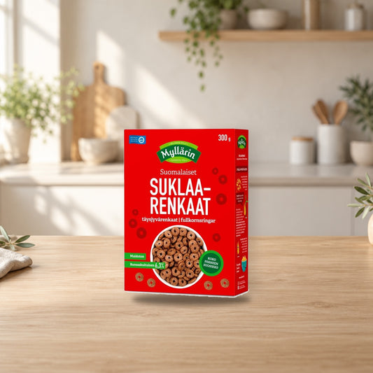 Myllärin Chocolate Rings 300g – product photo on a table