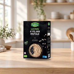 Myllärin Organic 4-Grain Flakes 500g – product photo on a table