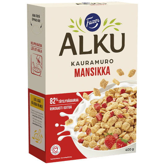 Fazer Alku Strawberry Oat Cereal 400g – product photo