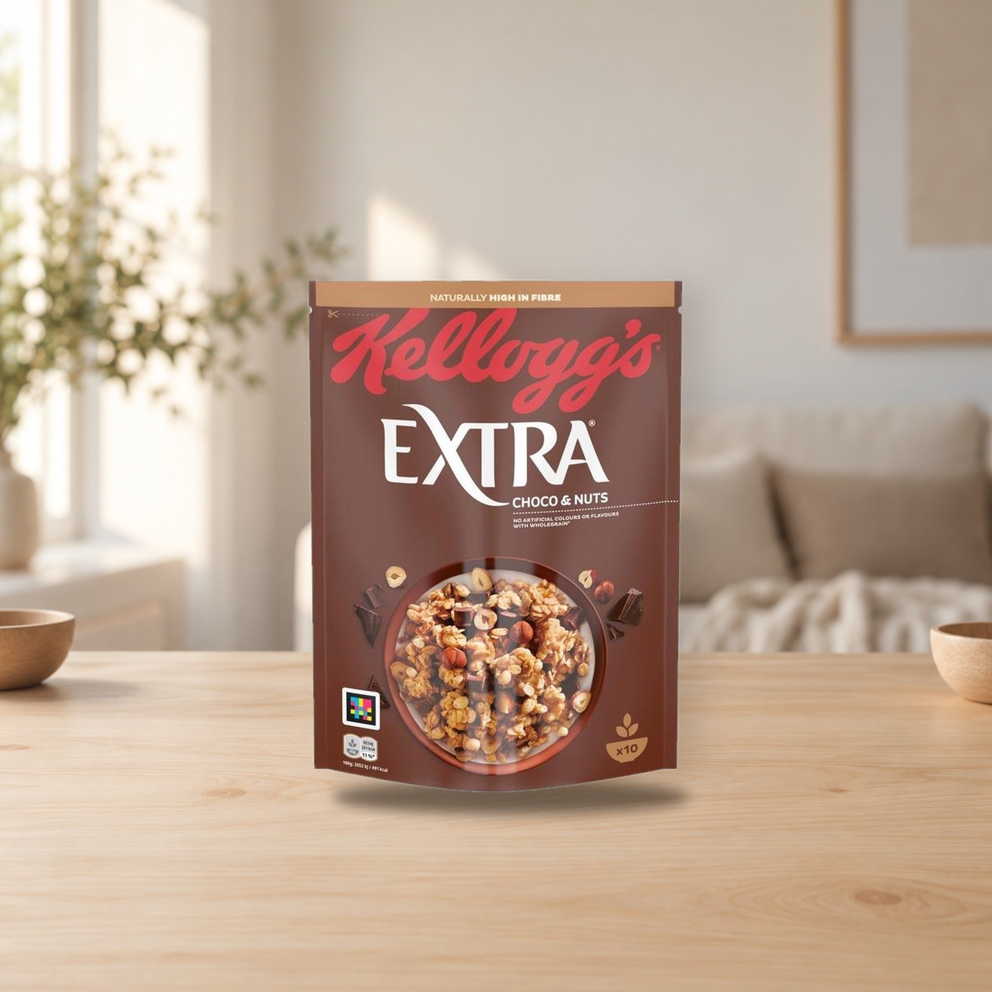 Kellogg's Extra Choco & Nuts 450g Cereal – product photo on a table