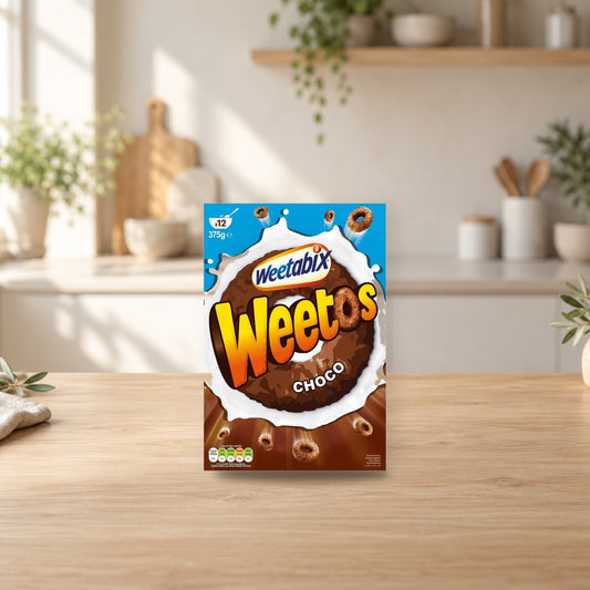 Weetos Chocolate-Flavored Wheat Cereal 375g – product photo on a table