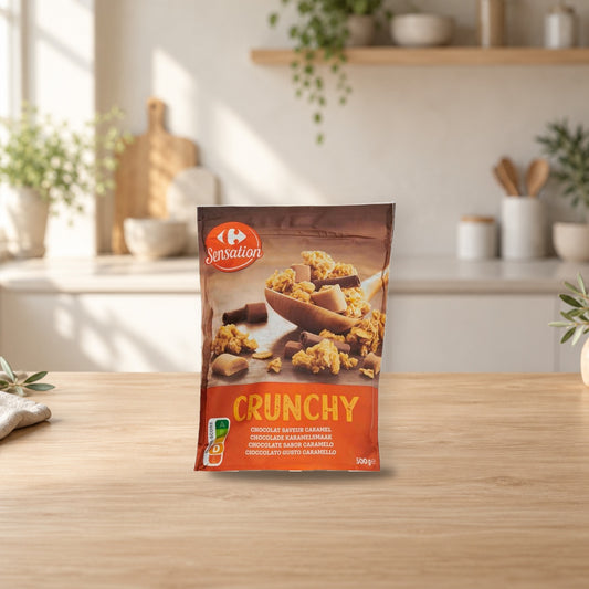 Carrefour Crunchy Chocolate Caramel Cereal Muesli 500g – product photo on a table