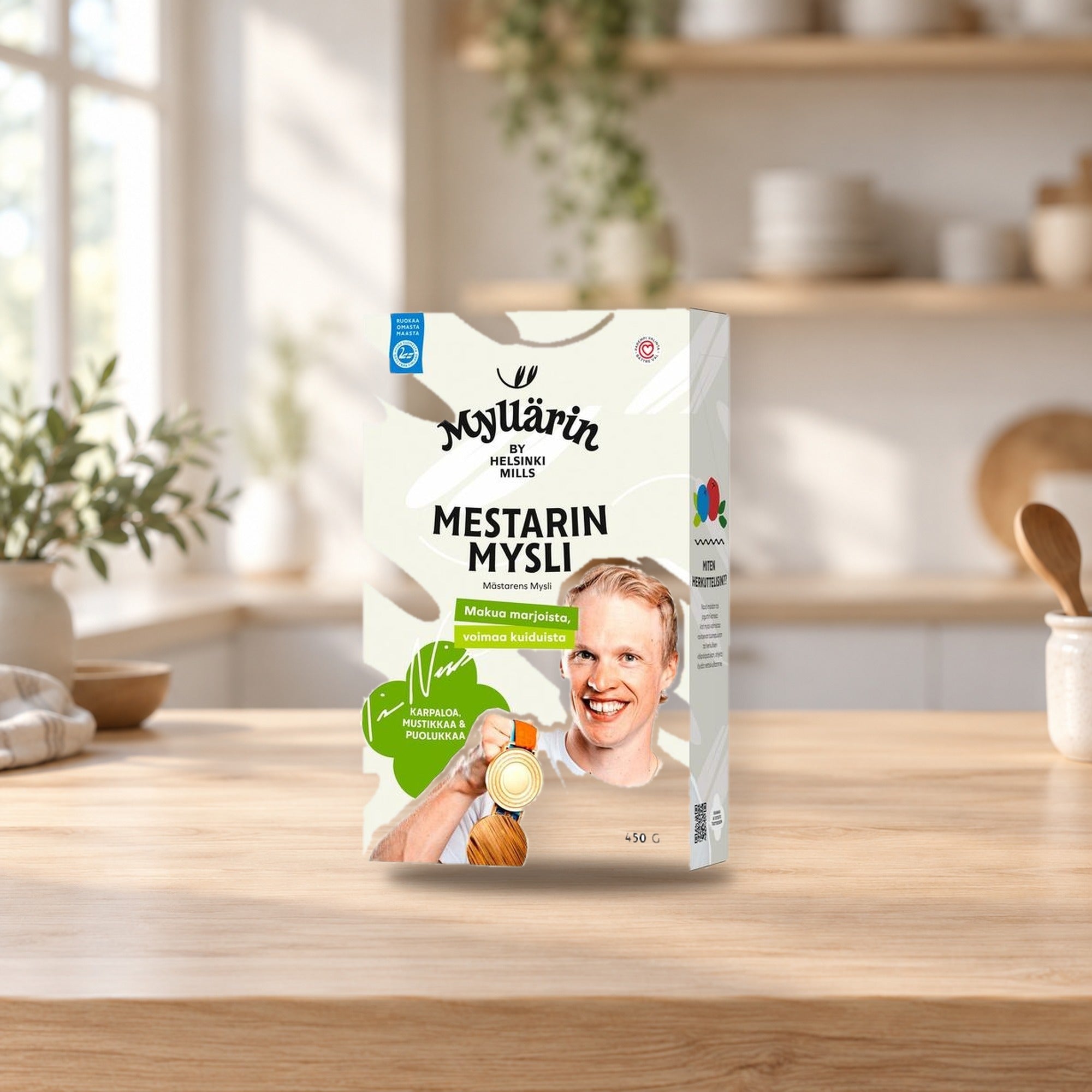Myllärin Master's Muesli 450g – product photo on a table