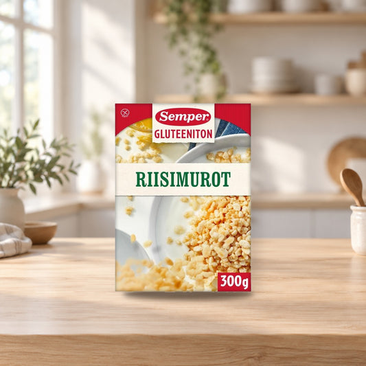 Semper Crispy Rice Gluten-Free Cereal 300g – product photo on a table