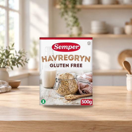 Semper Gluten-Free Oat Flakes 500g – product photo on a table