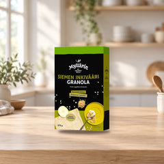Myllärin Seed-Ginger Granola 375g – product photo on a table