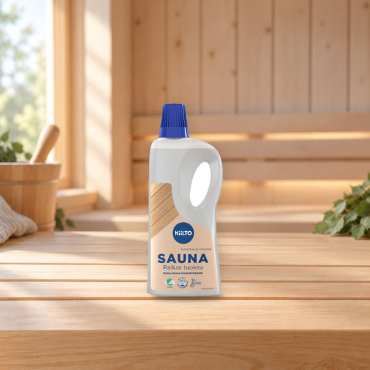 Kiilto Sauna biodegradable cleaning agent 500 ml – product photo on a table