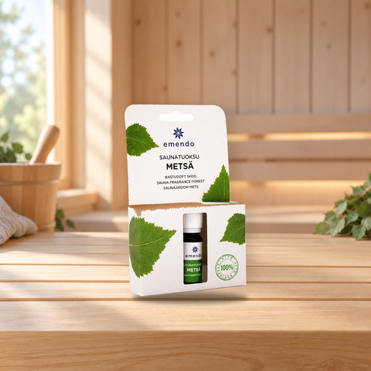 Emendo 10ml sauna fragrance forest – product photo on a table