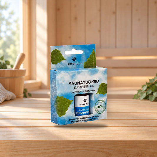 Emendo 10 ml sauna fragrance Eucamenthol – product photo on a table