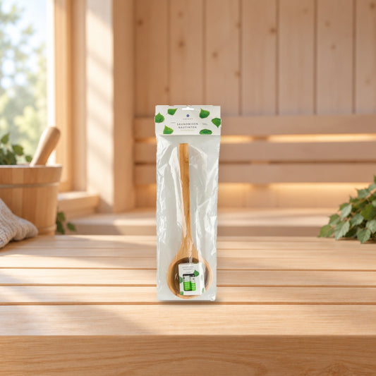 Emendo Sauna Ladle with 2x10ml Fragrances – product photo on a table