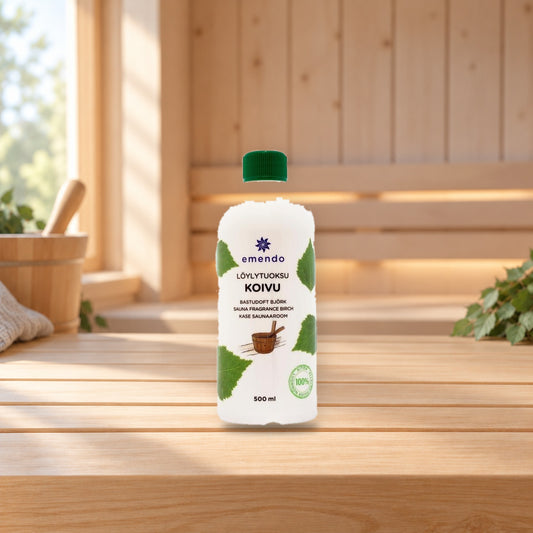 Emendo Birch Sauna Fragrance 500 ml – product photo on a table