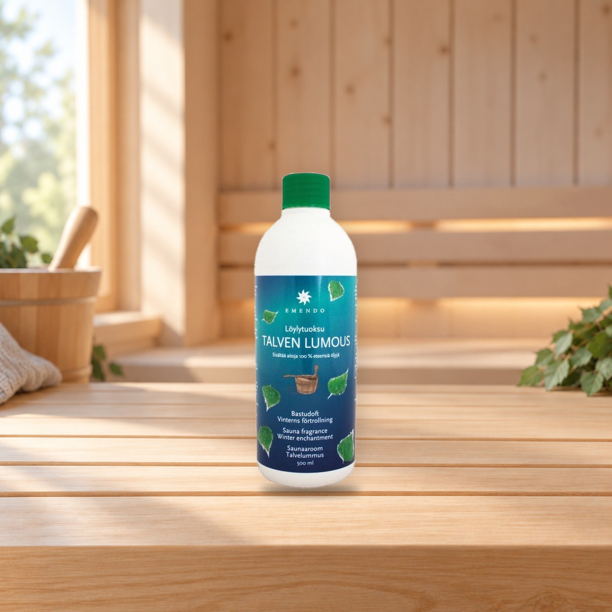 Emendo Sauna Fragrance Winter's Enchantment 500 ml – product photo on a table