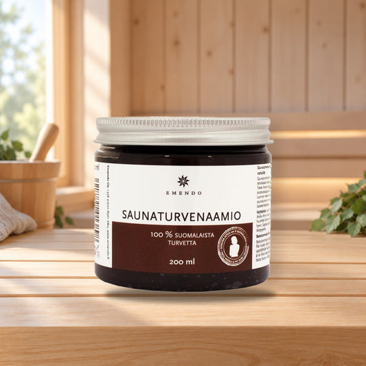 Emendo Sauna Peat Mask 200ml – product photo on a table