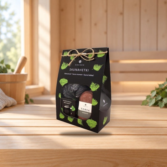 Emendo Sauna Moment Gift Box – product photo on a table