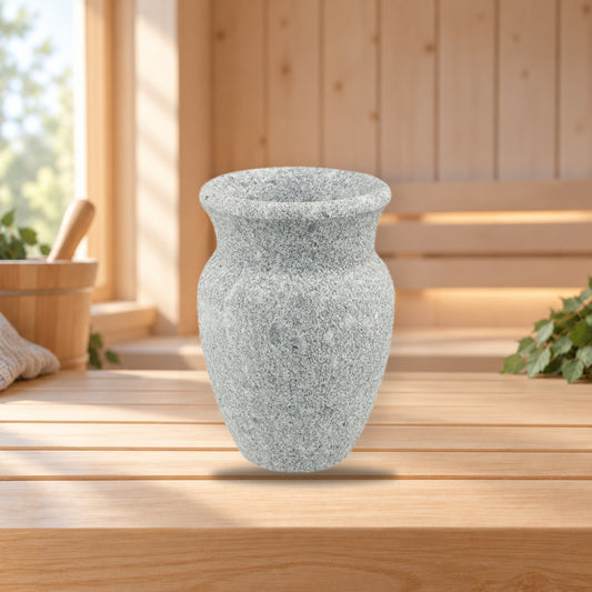 Hukka Amfora Soapstone Steam Cup for Sauna Humidity – product photo on a table