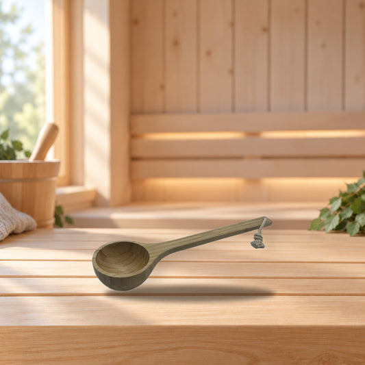 Bamboo Sauna Ladle 120 ml – product photo on a table