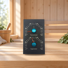 Sauna Temperature and Humidity Meter – product photo on a table