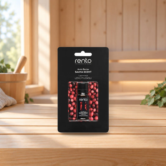 Rento Sauna Fragrance Lapland Berry 10 ml – product photo on a table