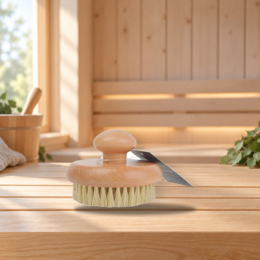 Round House Sauna Brush – product photo on a table