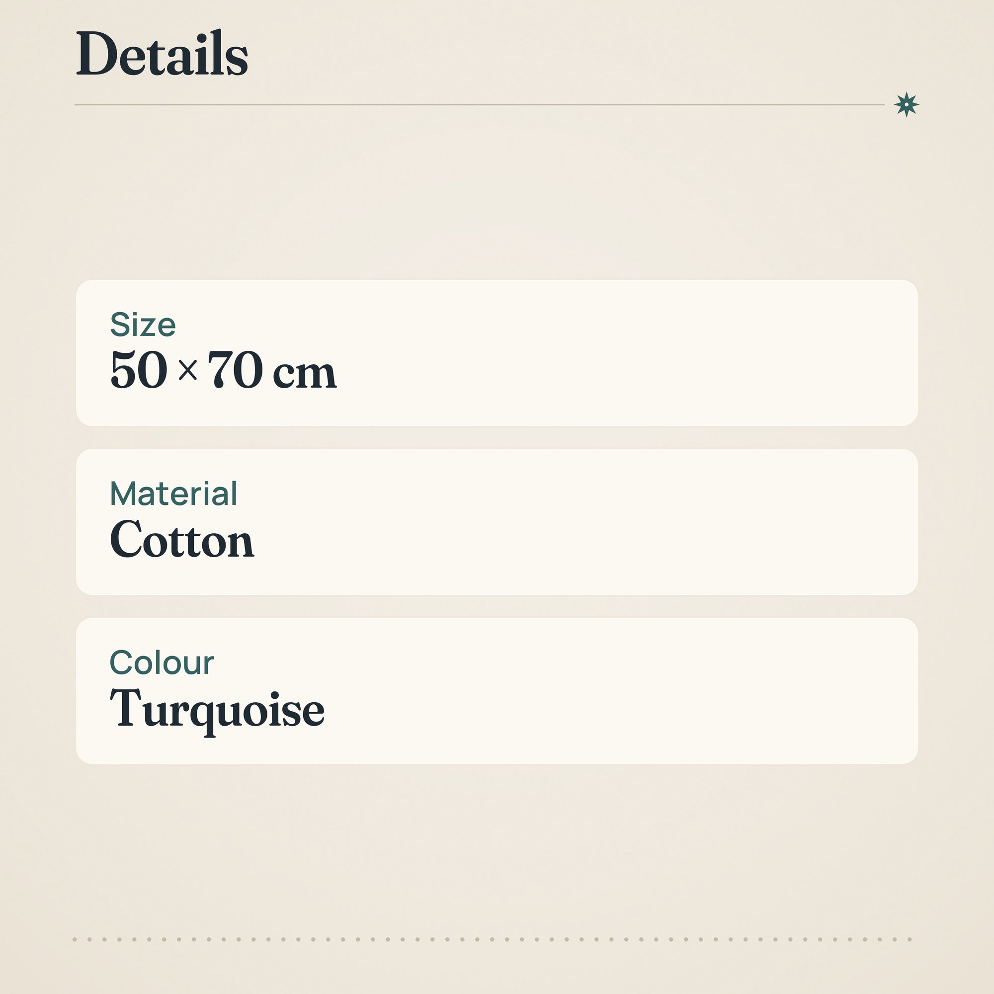 Minea Hand Towel 50x70 cm Turquoise Cotton – product details