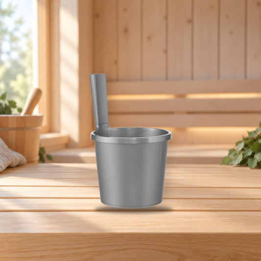 Orthex 5L Silver Sauna Bucket – product photo on a table