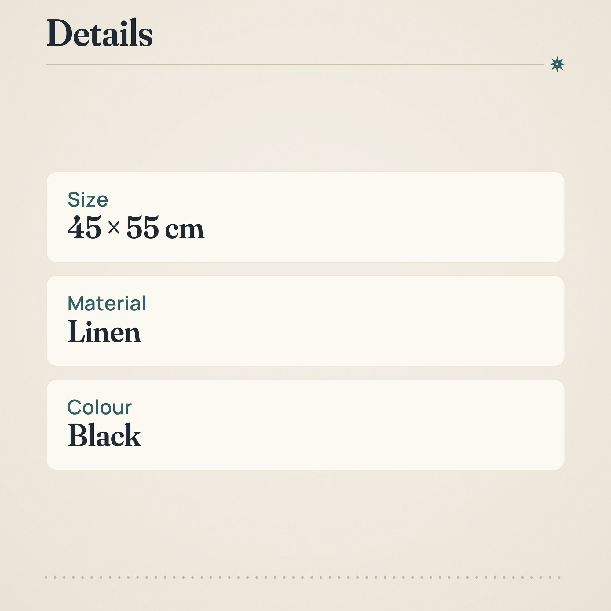 Saunia Linen Seat Cover 45x55 cm Black – product details