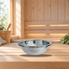 Stainless Steel Wash Basin 35x12 cm 8L for Sauna – product photo on a table