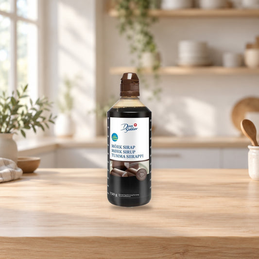 Dansukker Dark Baking Syrup 750g – product photo on a table