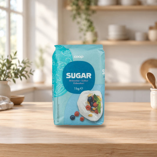 Coop Granulated Sugar 1kg – product photo on a table