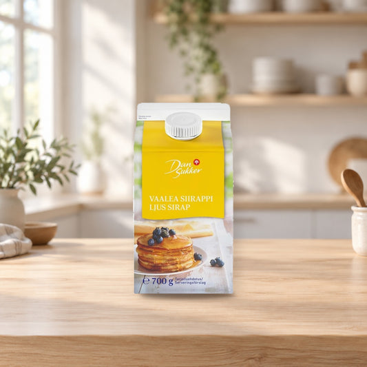 Dansukker Light Syrup 700g – product photo on a table