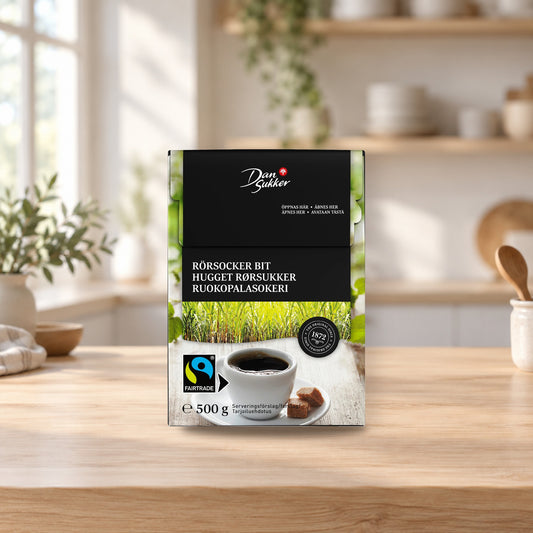 Dansukker Cane Sugar Cubes 500g – product photo on a table