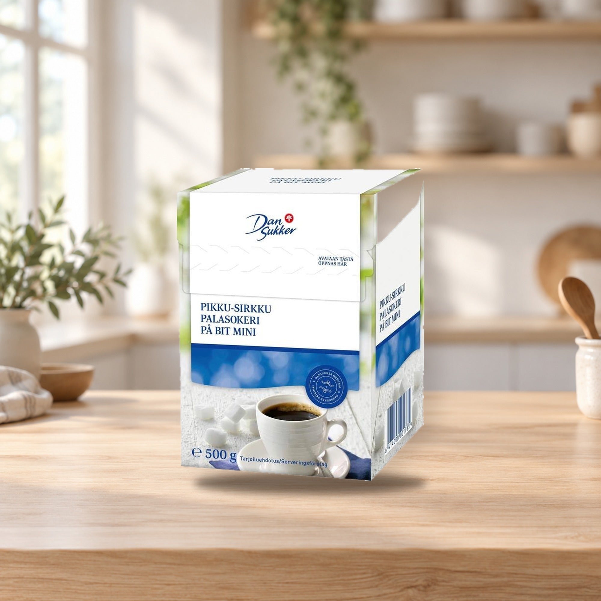 Dansukker Pikku-Sirkku Sugar Cubes 500g – product photo on a table