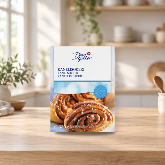 Dansukker Cinnamon Sugar 330g – product photo on a table