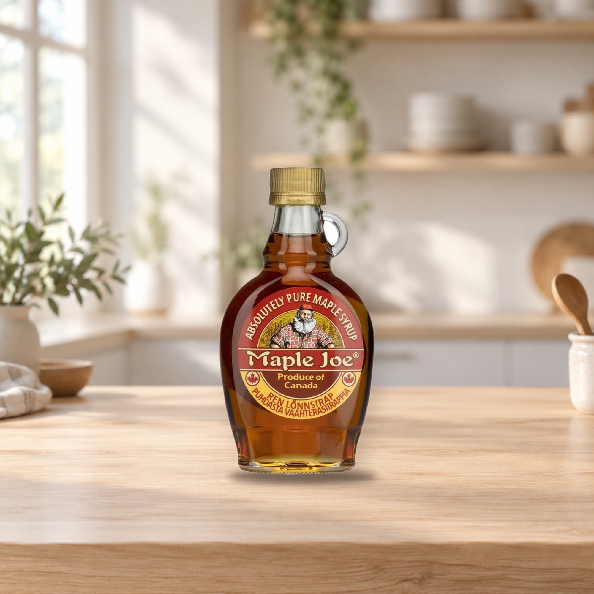 Maple Joe Authentic Maple Syrup 250g – product photo on a table