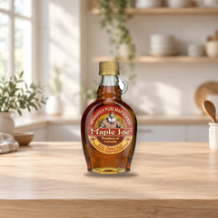 Maple Joe Authentic Maple Syrup 250g – product photo on a table