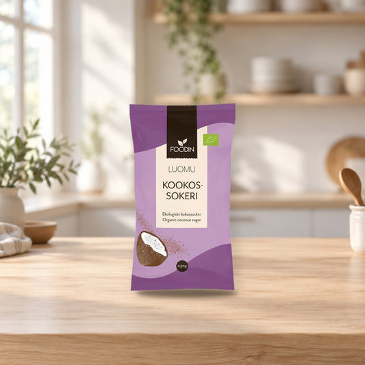 Foodin Organic Coconut Sugar 230g – product photo on a table