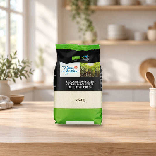 Dansukker Organic Cane Sugar 750g – product photo on a table