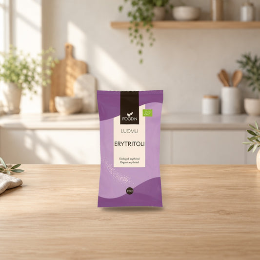 Foodin Organic Erythritol 200g – product photo on a table