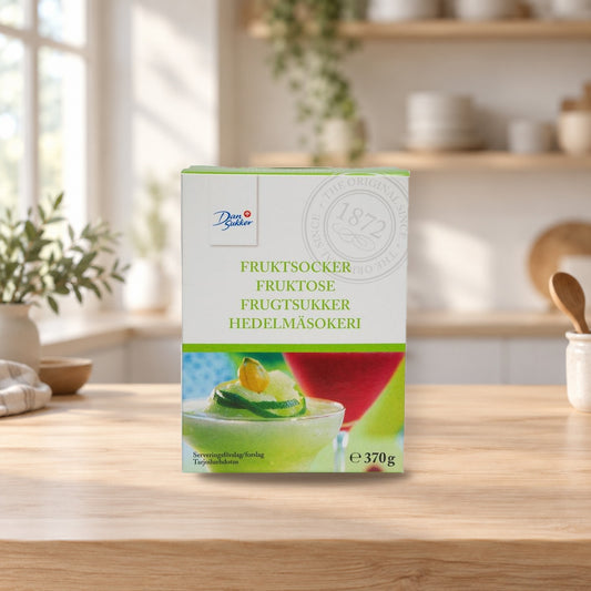 Dansukker Fruit Sugar 370g – product photo on a table