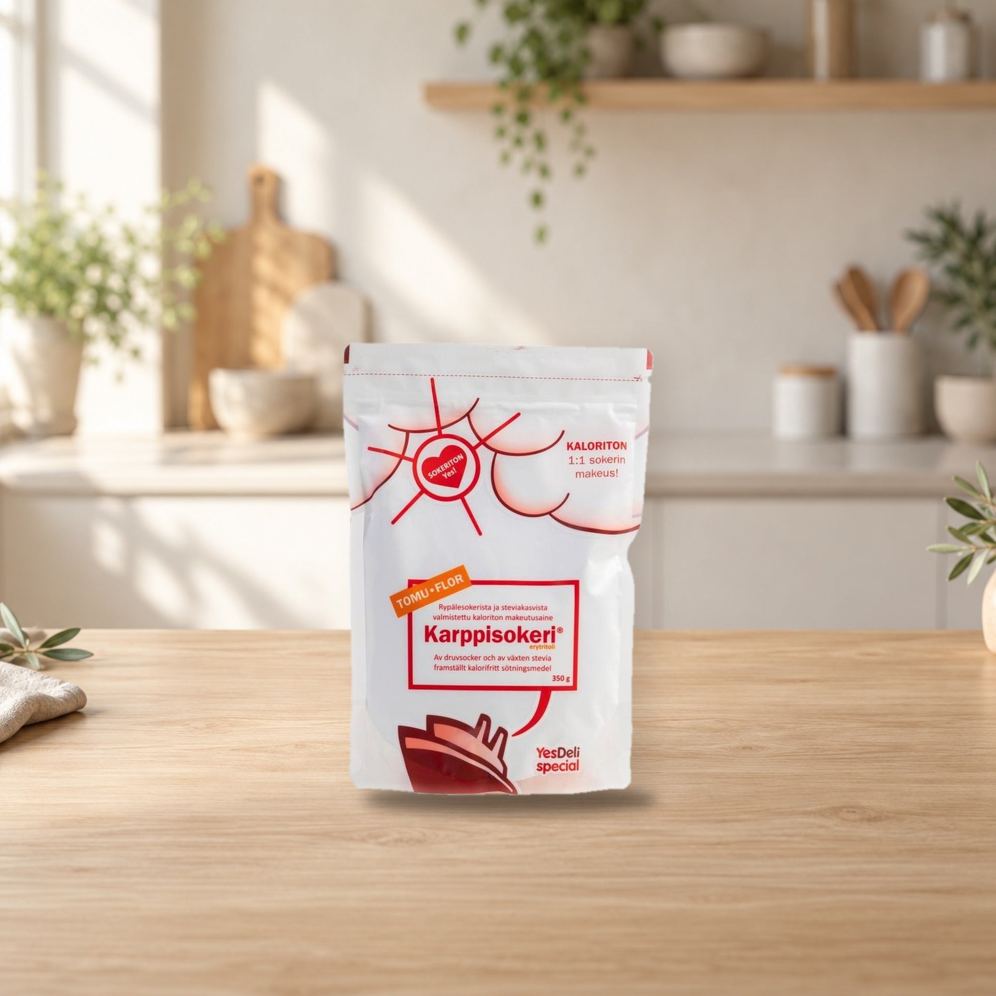 YesDeli Powdered Sweetener with Stevia – product photo on a table