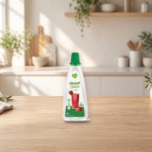 SteviaSweet Liquid Sweetener 125ml – product photo on a table