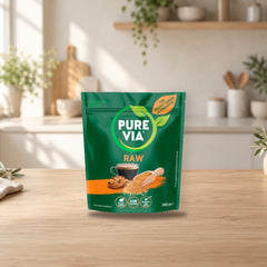 Pure Via Raw 200g – product photo on a table