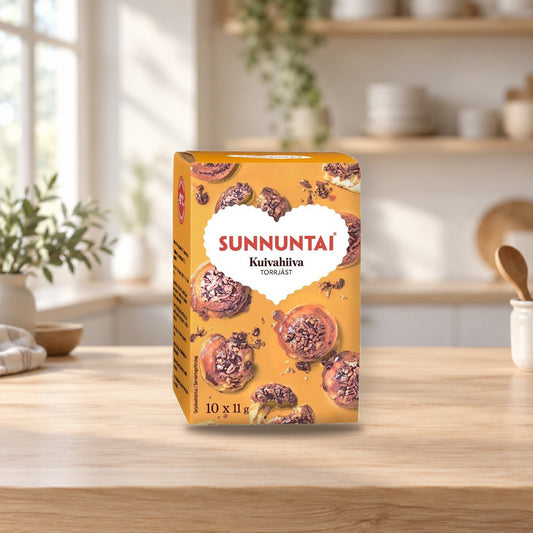 Sunnuntai Dry Yeast 10x11g – product photo on a table