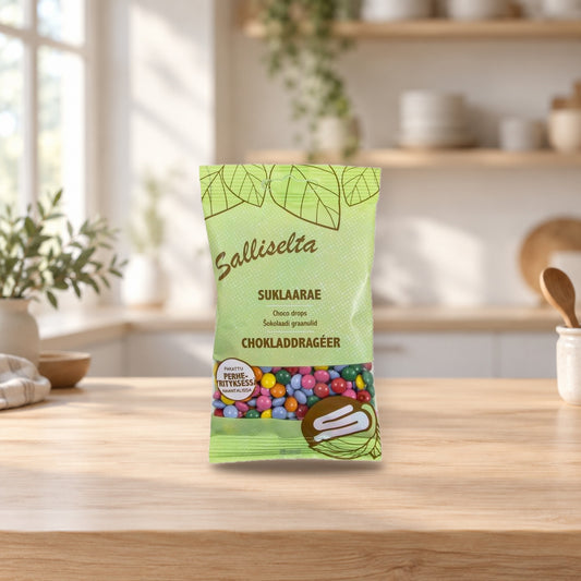 Sallinen Chocolate Sprinkles 90g – product photo on a table